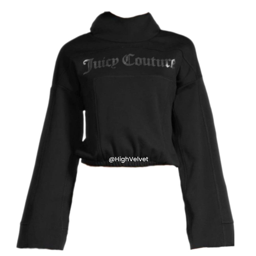 Juicy Couture Black Logo Cropped Hoodie size Small
